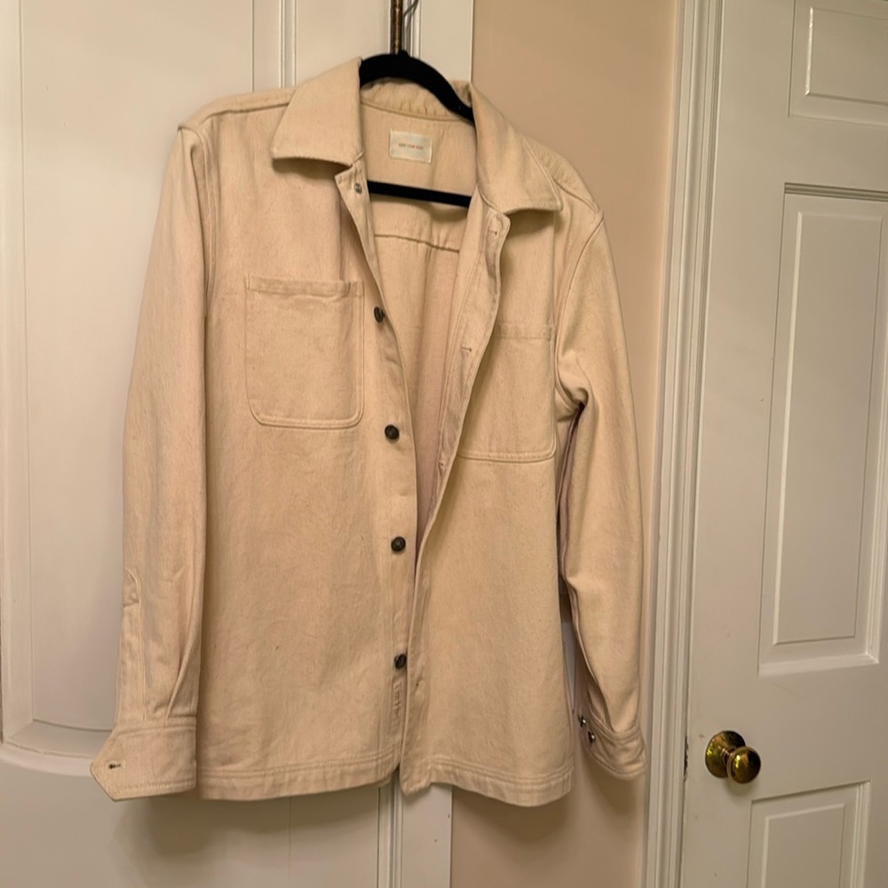 Men’s Jean jacket 
Cream color really soft and stylish, size L